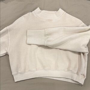 Free People - we the free- Distressed Women's Cream/beige Crewneck Sweater
